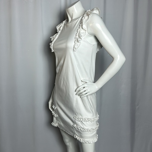 RED VALENTINO White Ruffle Sleeveless Cotton Dress Sz S - Picture 3 of 7